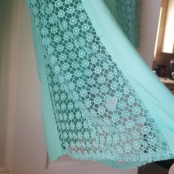 Turquoise Crochet Swim Cover up - Picture 2 of 7